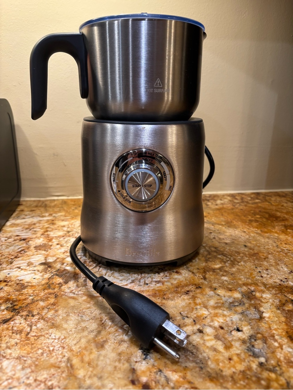 Breville Stainless Steel Milk Frother with Black Handle
